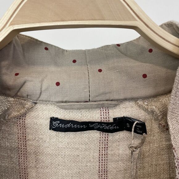 Gudrun Sjoden Striped Linen Cotton Dress Jacket Small Lagenlook Button Down - Picture 4 of 11